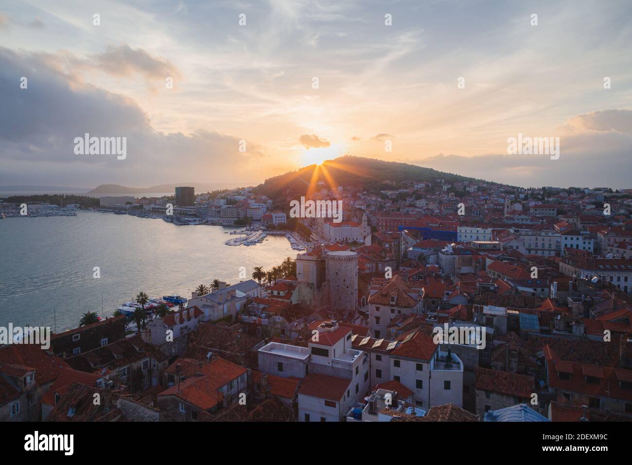 View over Split, Croatia from the tower of Saint Domnius Cathedral Stock Photo