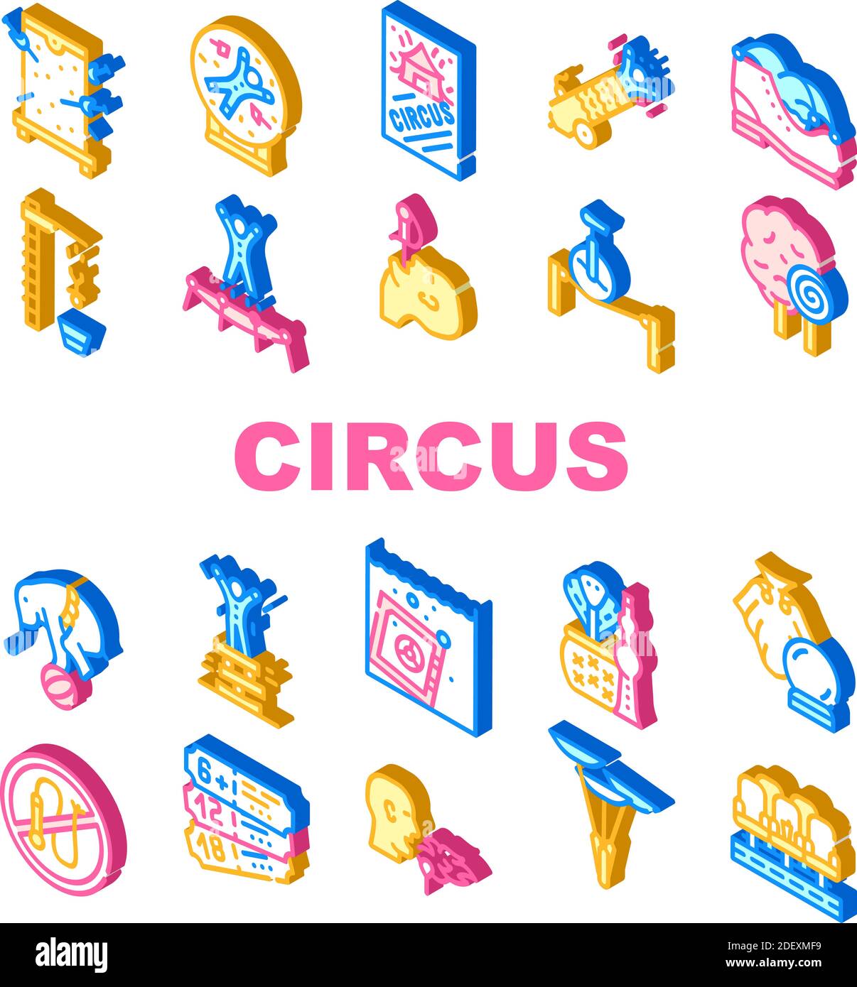 Circus Entertainment Collection Icons Set Vector Illustration Stock ...