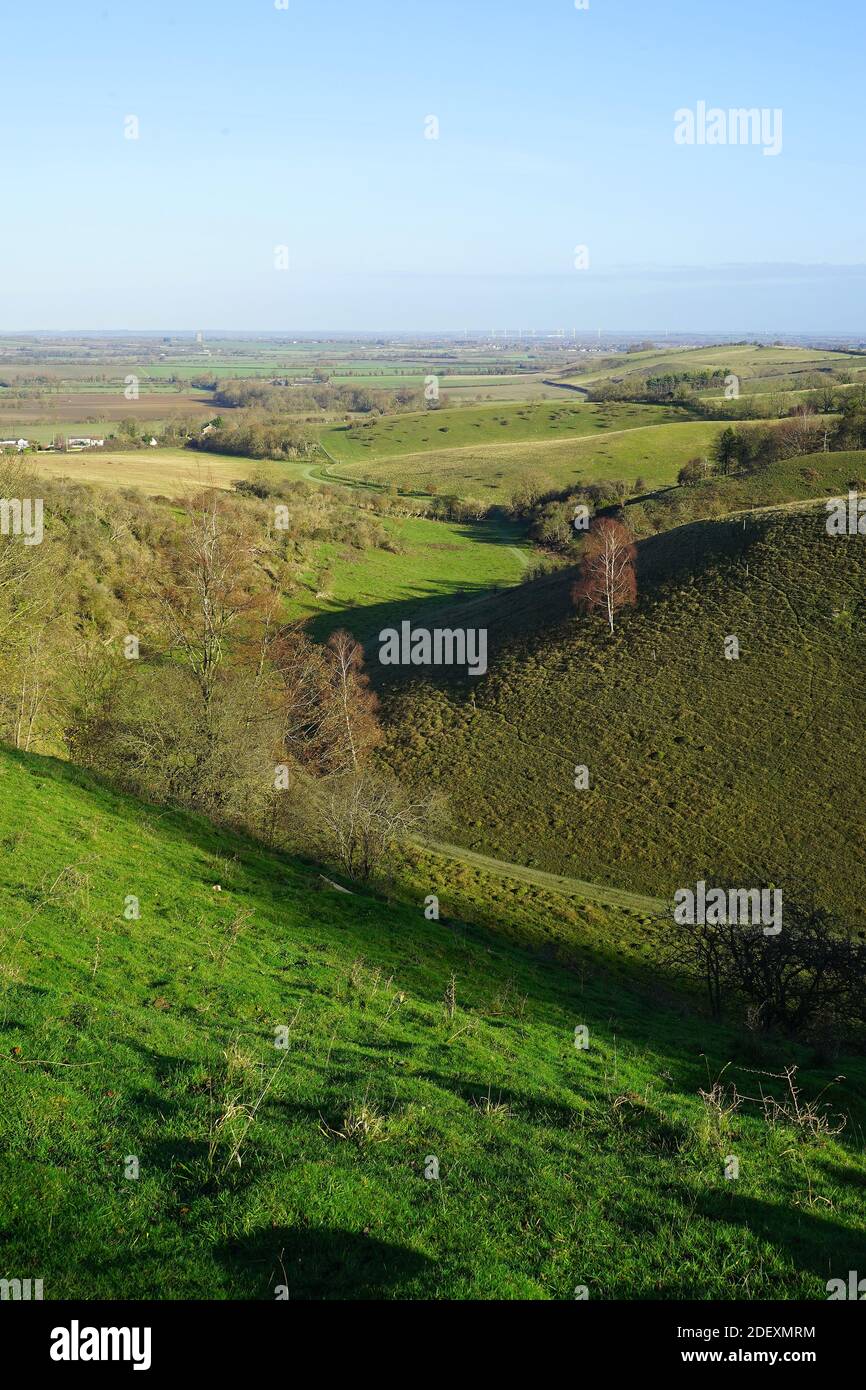View across a coombe at Pegsdon Hills Stock Photo