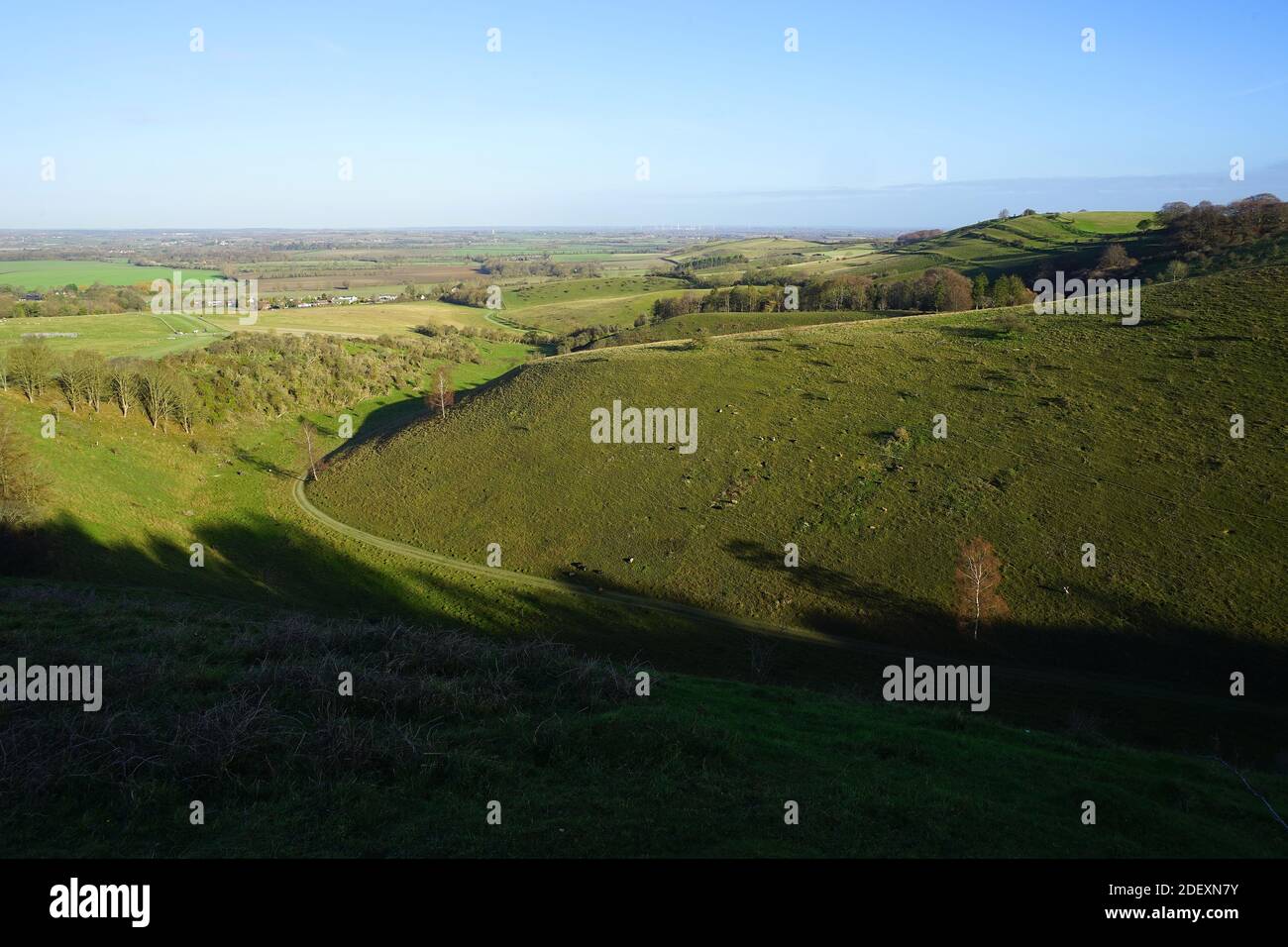 View across a coombe at Pegsdon Hills Stock Photo