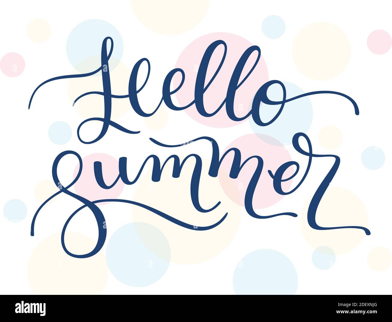 Hand lettering Hello Summer. Template for card, poster, print. Stock Vector