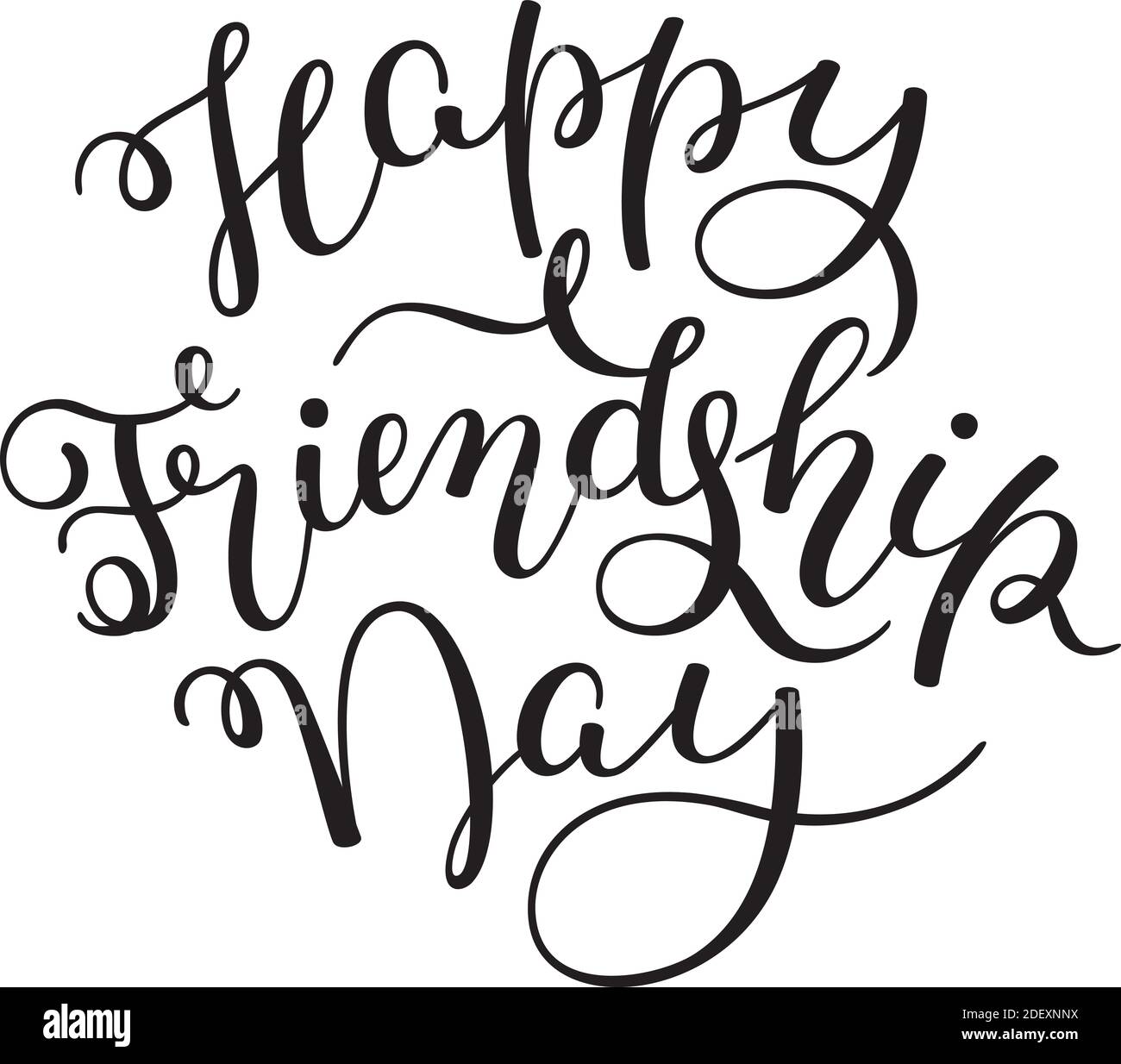 Hand lettering Happy Friendship Day isolated on white background. Template for card, poster, print. Stock Vector