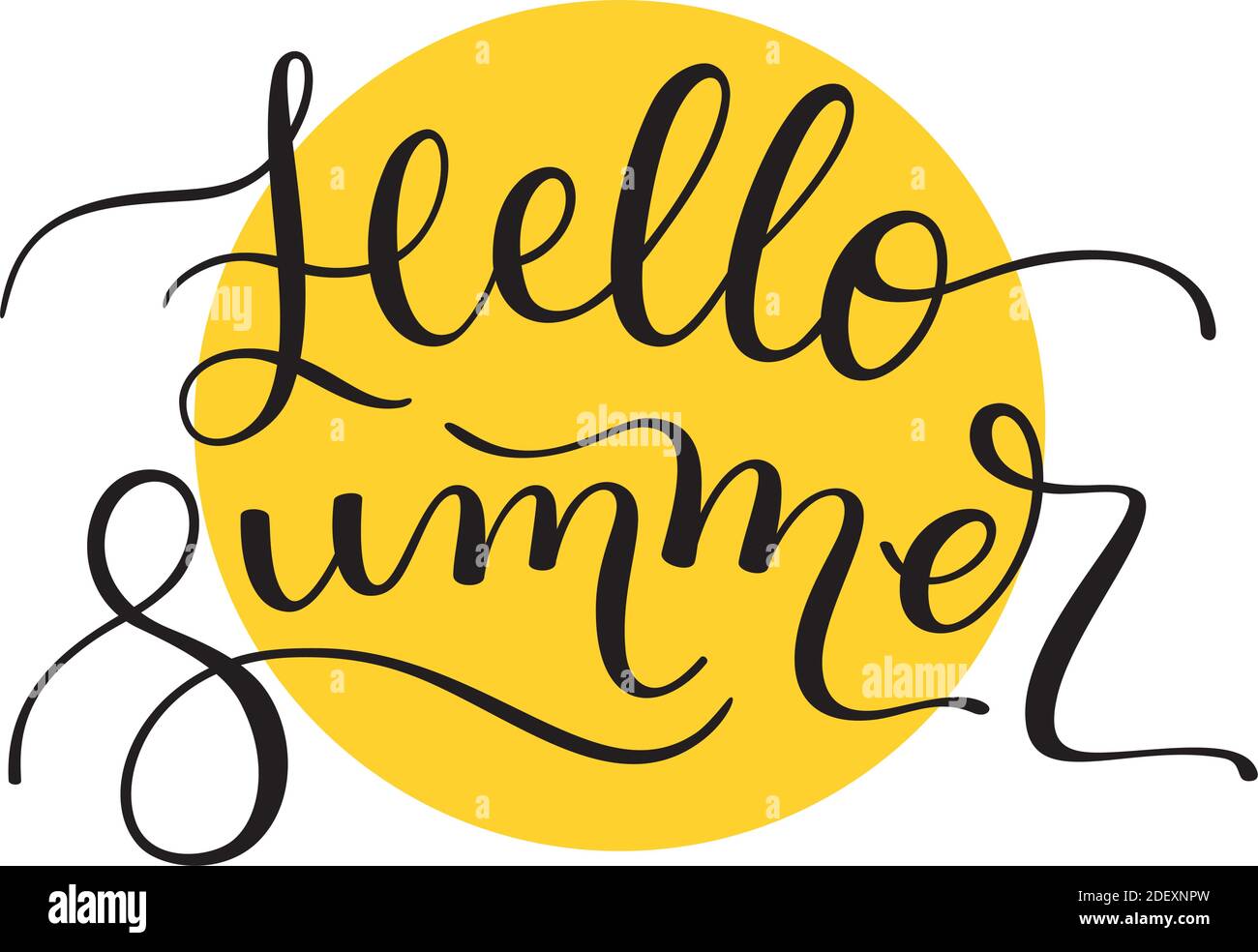 Hand lettering Hello Summer. Template for card, poster, print. Stock Vector