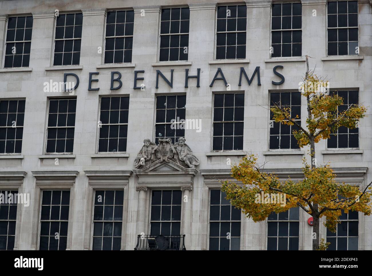 Nottingham, Nottinghamshire, UK. 2nd December 2020. Frontage of a Debenhams after the department store chain collapsed but opened its stores for a stock clearance sale. Credit Darren Staples/Alamy Live News. Stock Photo