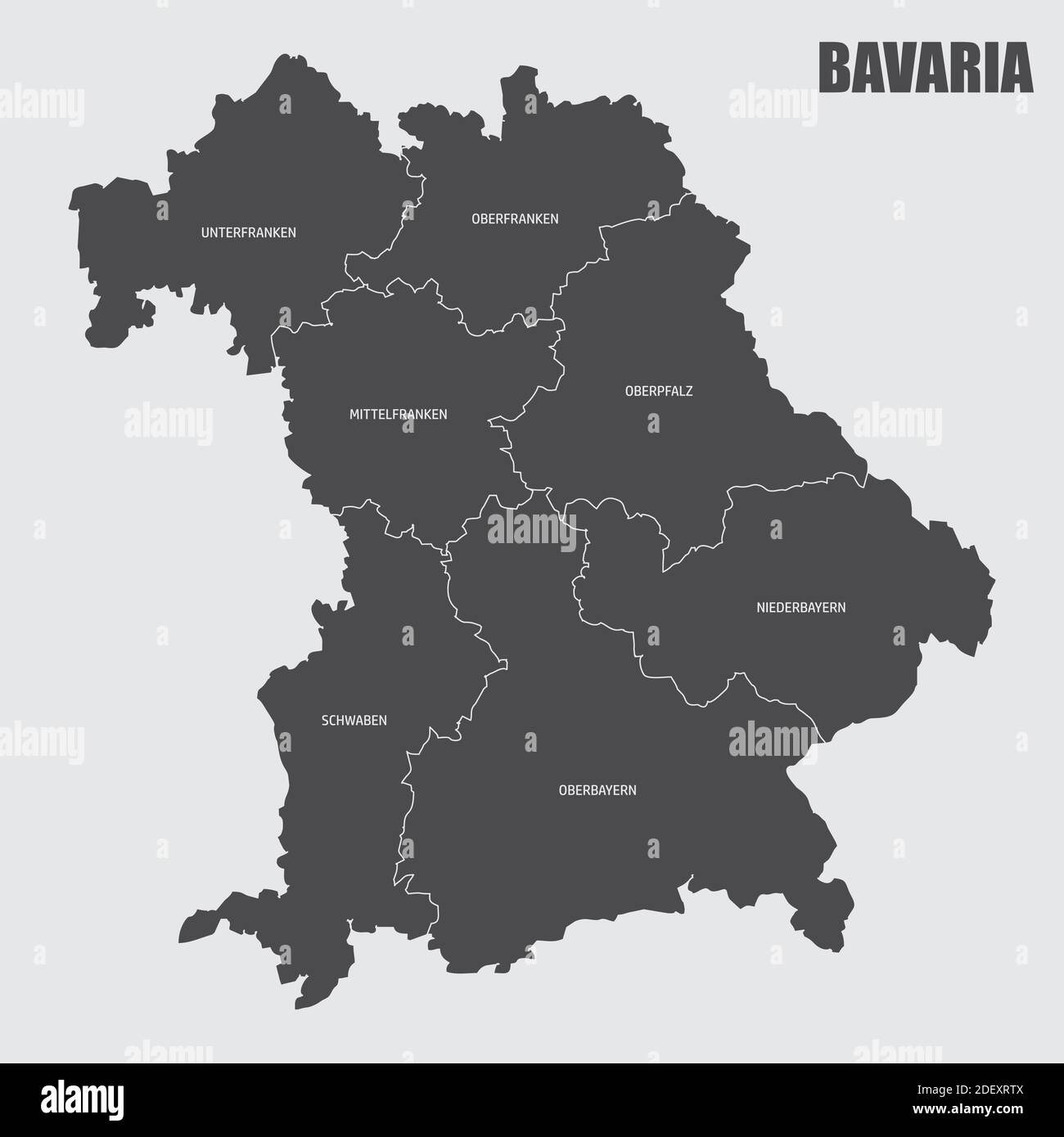 Bavaria regions map Stock Vector