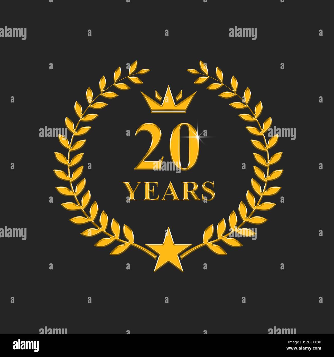 20 years old anniversary , luxurious logo Golden Stock Photo