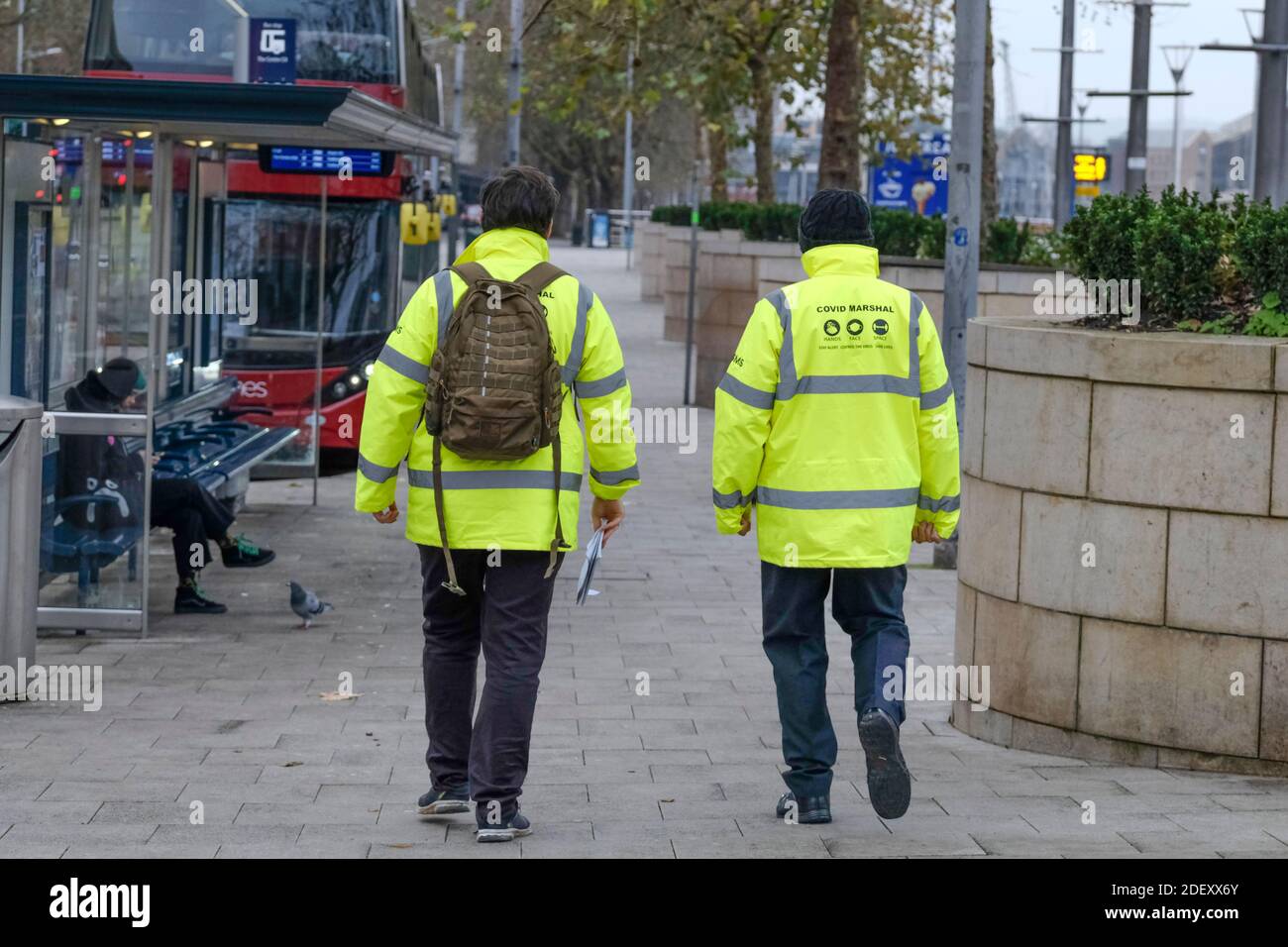 Bristol, UK. 2nd Dec, 2020. Non-essential shops are now open in tier 3 Bristol, bringing people into the city. Covid marshals keeping people safe. Credit: JMF News/Alamy Live News Stock Photo