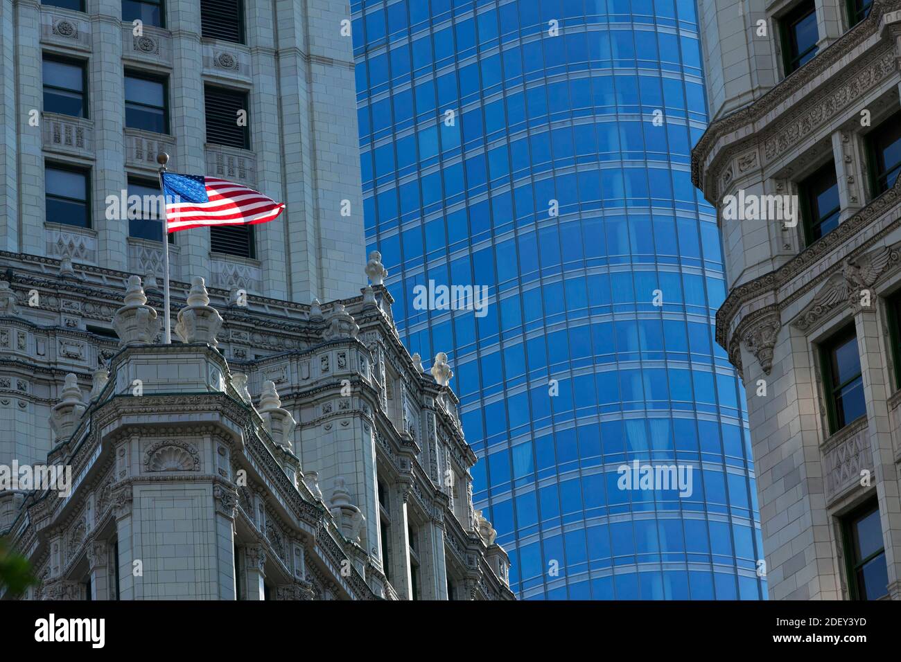 Wrigley Building and Trump International Hotel and Tower, Chicago, Illinois, USA Stock Photo