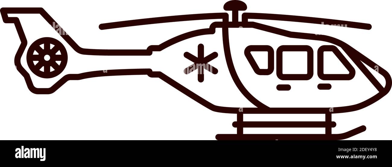 Medevac helicopter vector line icon for Day of Medical Transporters on August 20 Stock Vector