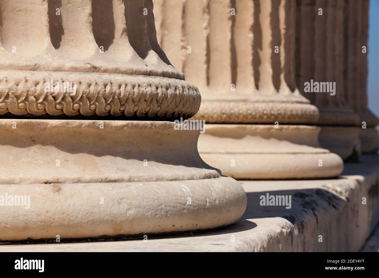 Base of Columns, The Erechtheion (or Erechtheum), Acropolis, Athens, Greece Stock Photo