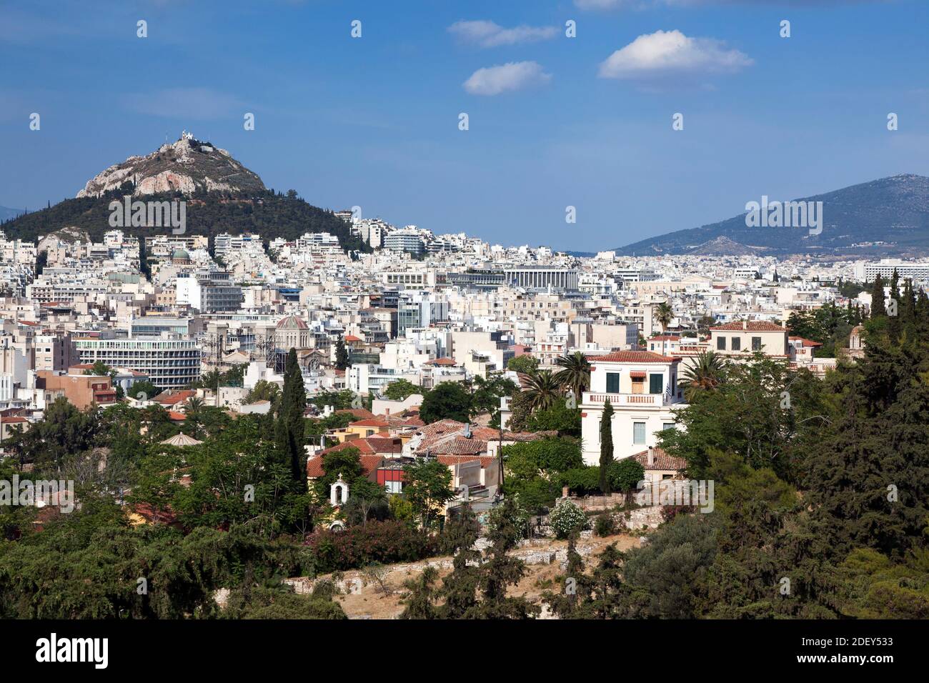 View of Mount Lycabettus from Acropolis, Athens, Greece Stock Photo