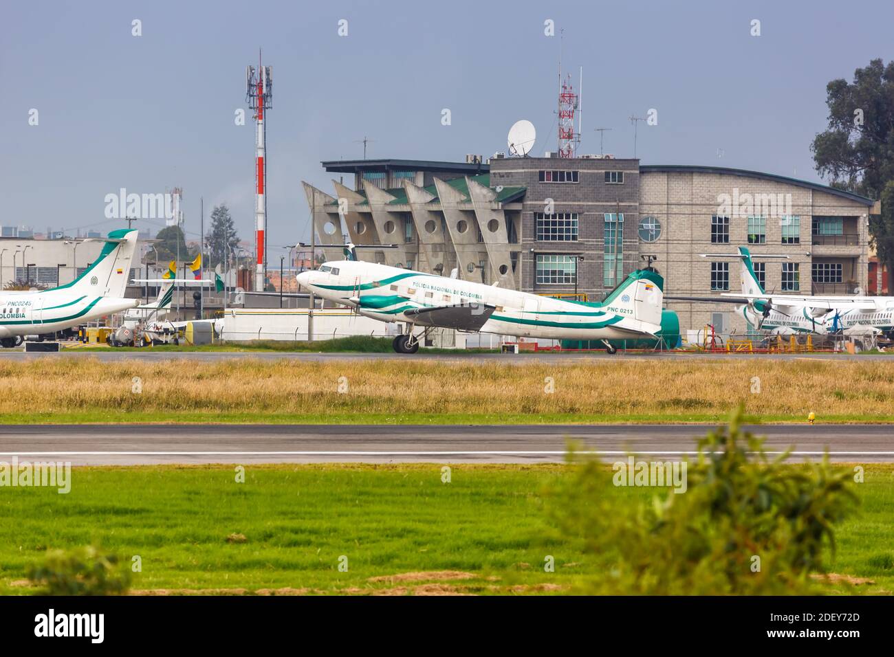 Bogota, Colombia - January 30, 2019: Policia Nacional de Colombia PNC Douglas Basler BT-67 Turbo-67 DC-3 airplane at Bogota Airport (BOG) in Colombia. Stock Photo
