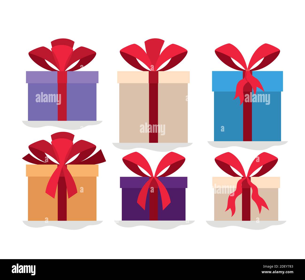 set of gift boxes with one red bow Stock Vector Image & Art - Alamy