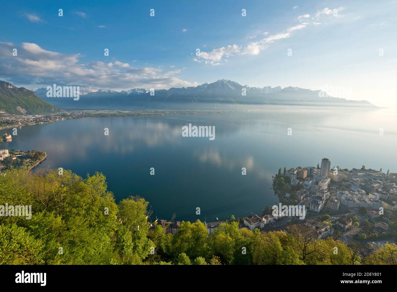 Switzerland Vaud, Waadt, panorama, Montreux, Clarens, France, Lac Léman, Genfer See, Geneva Lake Stock Photo
