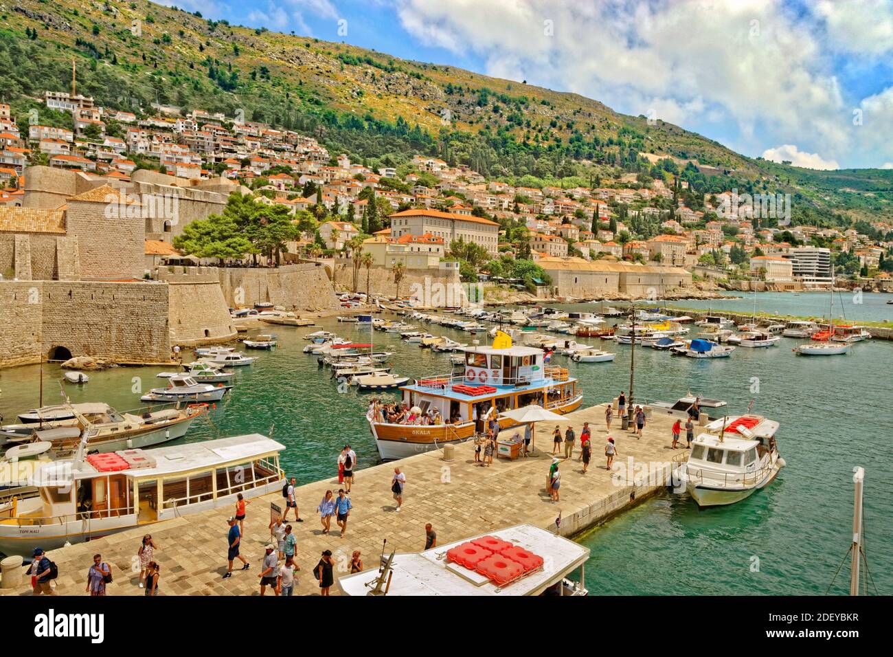 Harbour area at Dubrovnik old town on the Dalamatian coast of Croatia, Adriatic Stock Photo