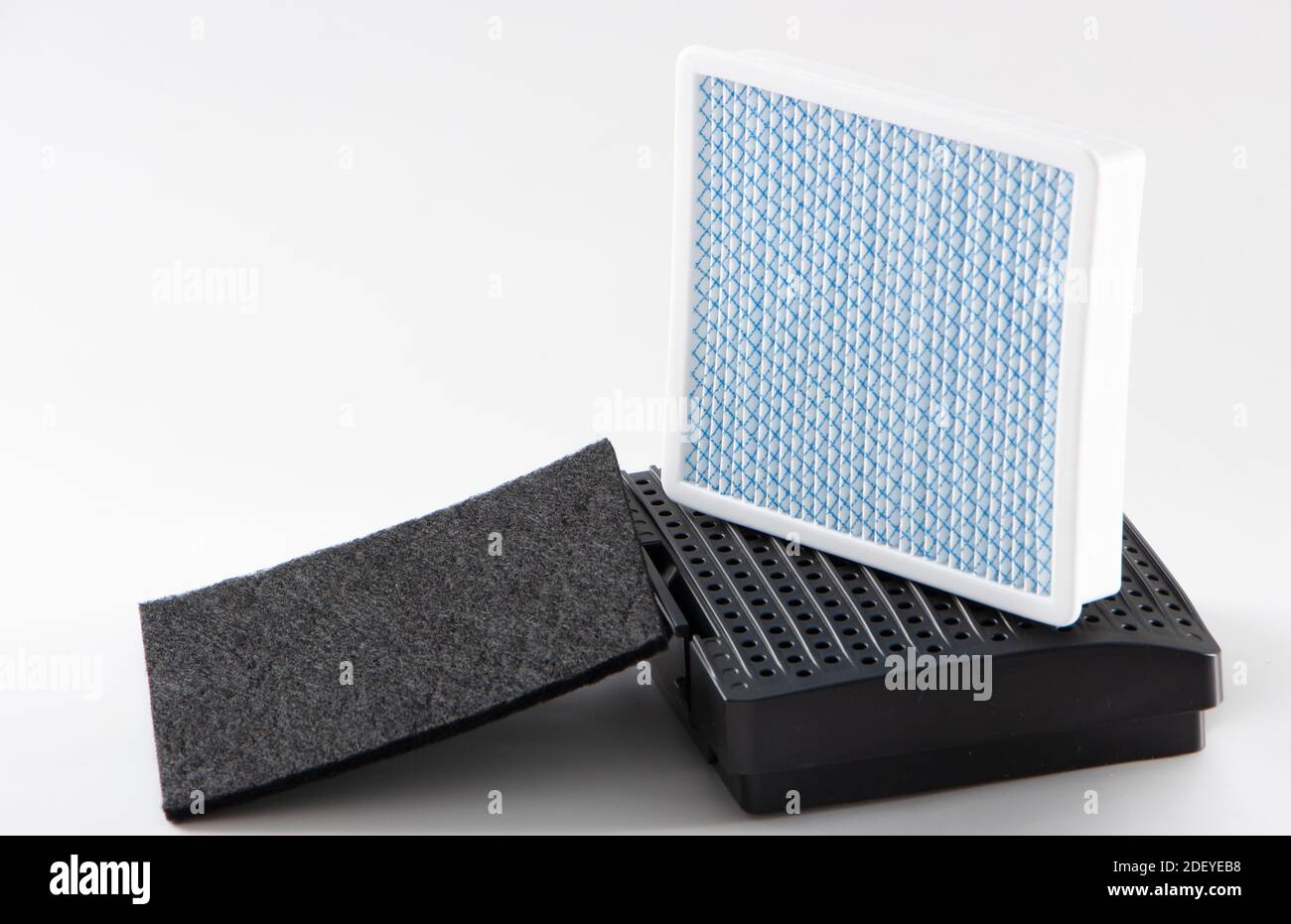 dirty dust filter. vacuum cleaner filter on white background Stock