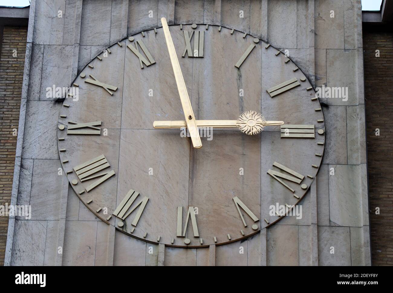 Clock on the 1937 Thulehuset building in Gothenburg designed by Nils Einar Eriksson Stock Photo