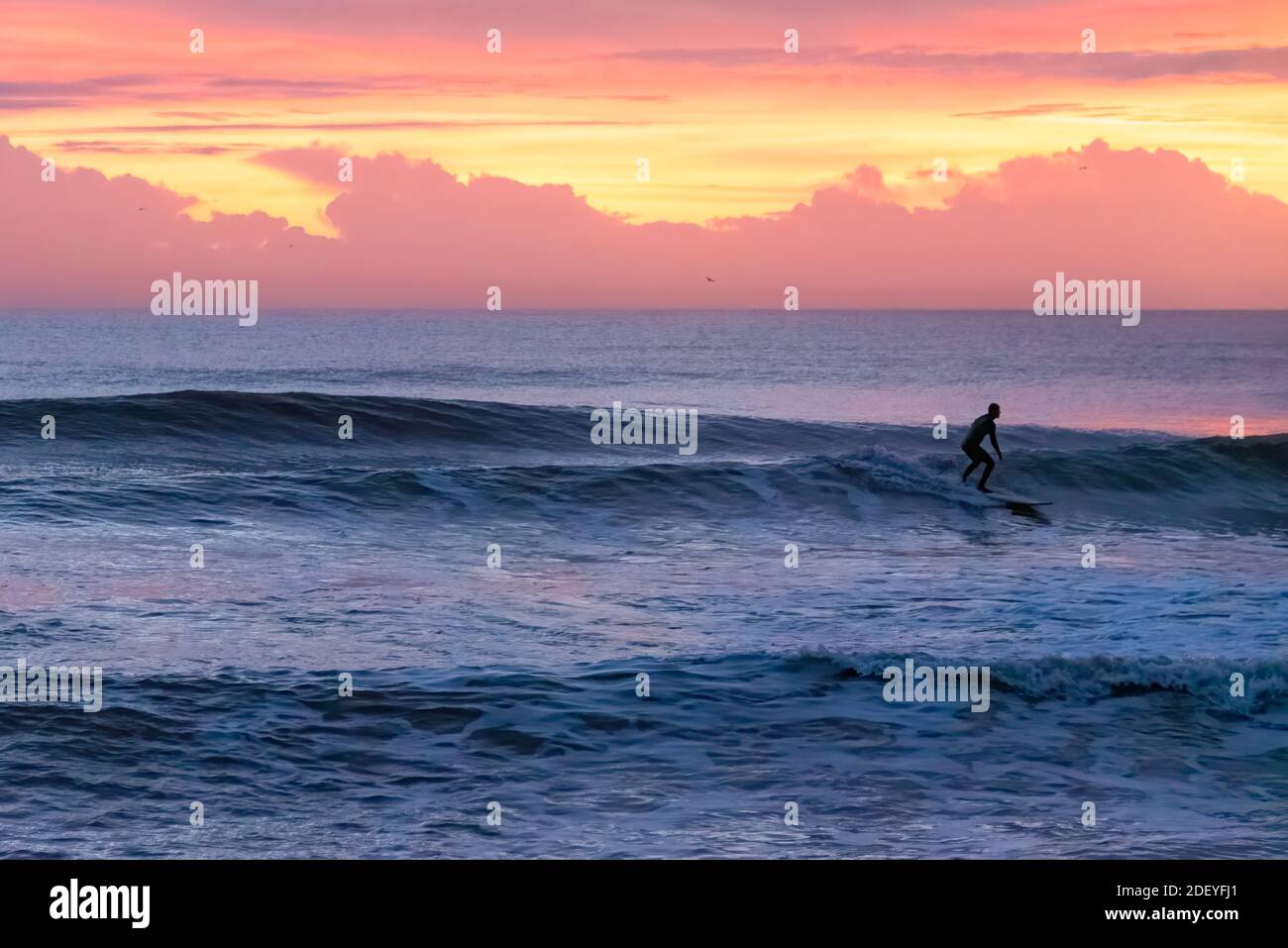 Sunrise surfing at Mickler's Landing in Ponte Vedra Beach, Florida. (USA) Stock Photo