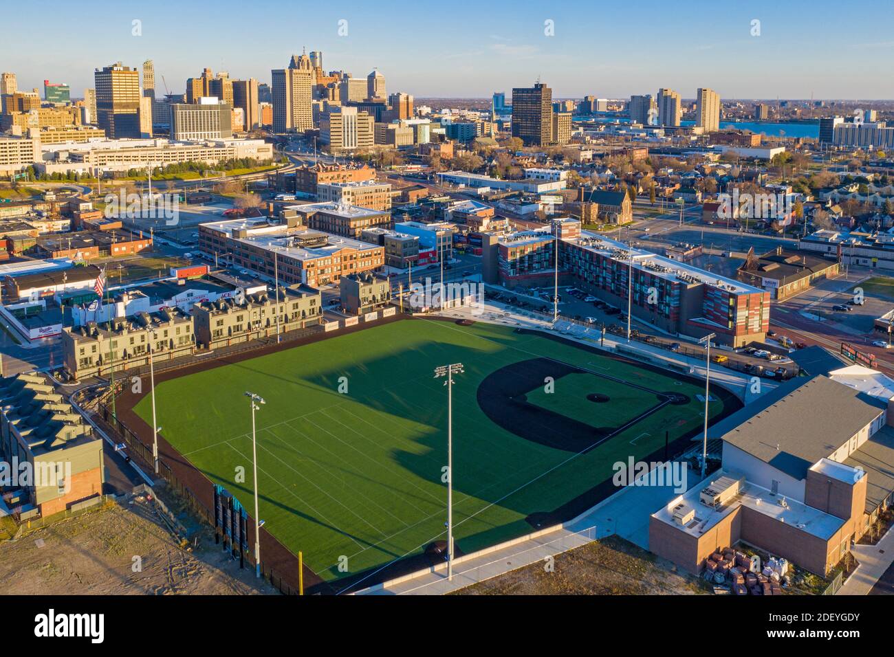 Detroit, Michigan - The site of the former Tiger Stadium major league  baseball park. It has been redeveloped as a youth sports field called the  Corner Stock Photo - Alamy