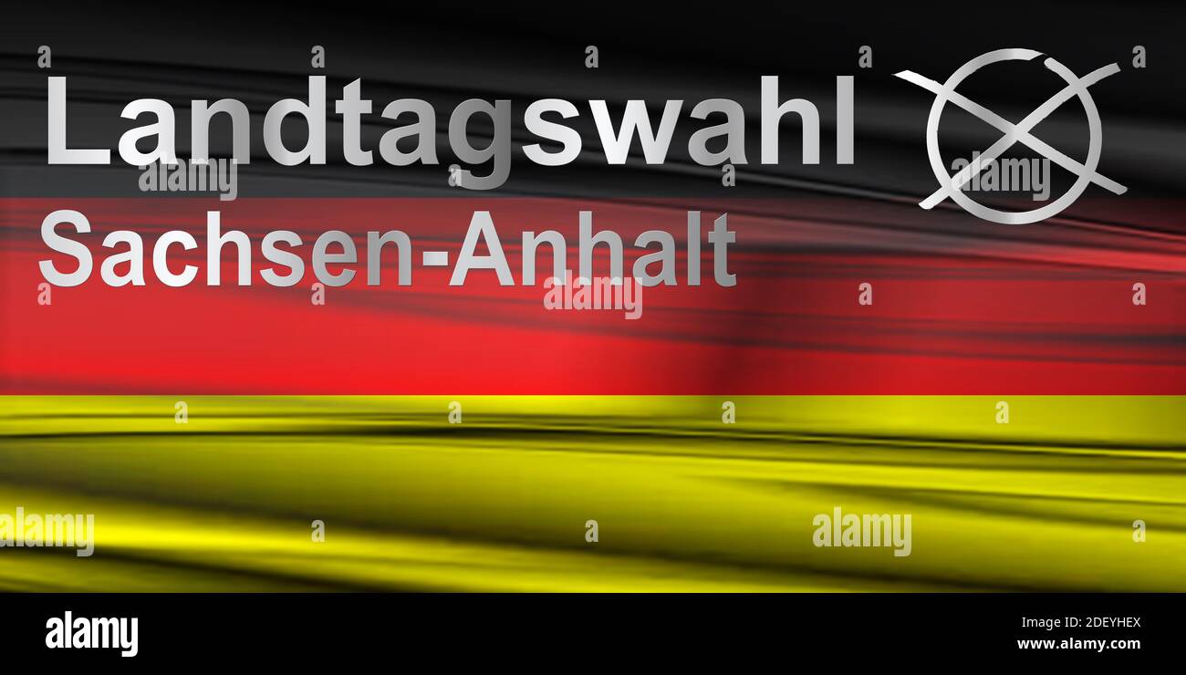 Landtagswahlen Sachsen-Anhalt  mit Deutschland  Flagge und Wahlkreuz abstrakt Stock Photo