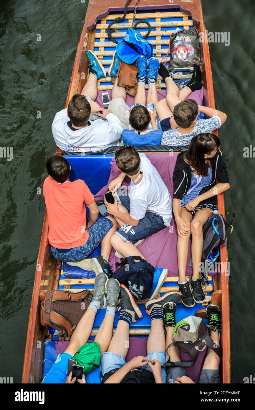 People punting on the River Cam, Cambridge, Cambridgeshire, England, United Kingdom Stock Photo