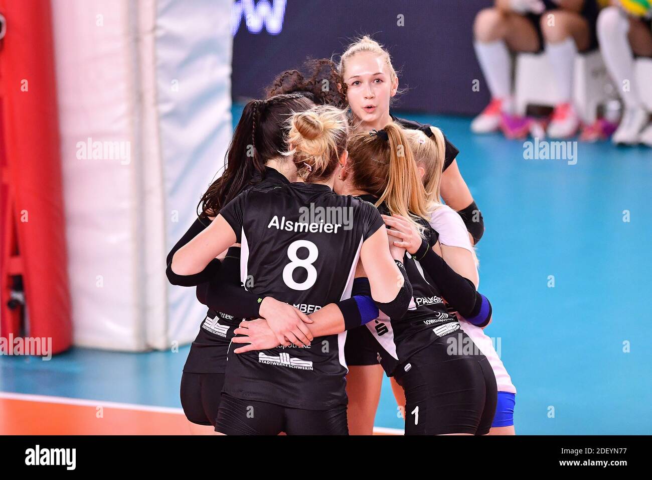 Scandicci, Florence, Italy, 02 Dec 2020, Happiness of SSC Palmberg Schwerin players during SS...