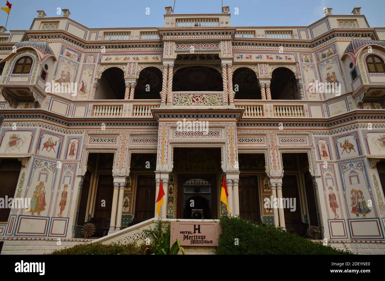 Stunning architecture offside the touristic trails: haveli in the region of Shekhawati in Rajasthan, India Stock Photo