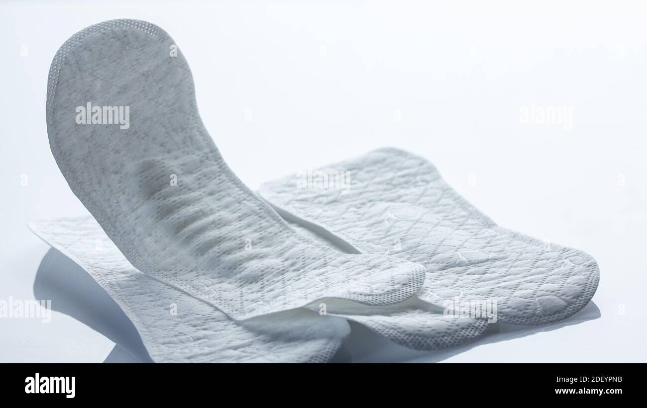 Hygienic daily ultrathin panty liners on a white background Stock