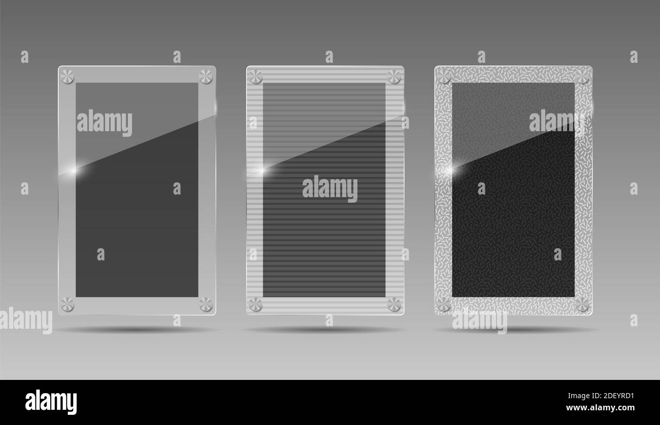 Realistic Glass Frames on Gray Background. Illustration Stock Photo Alamy