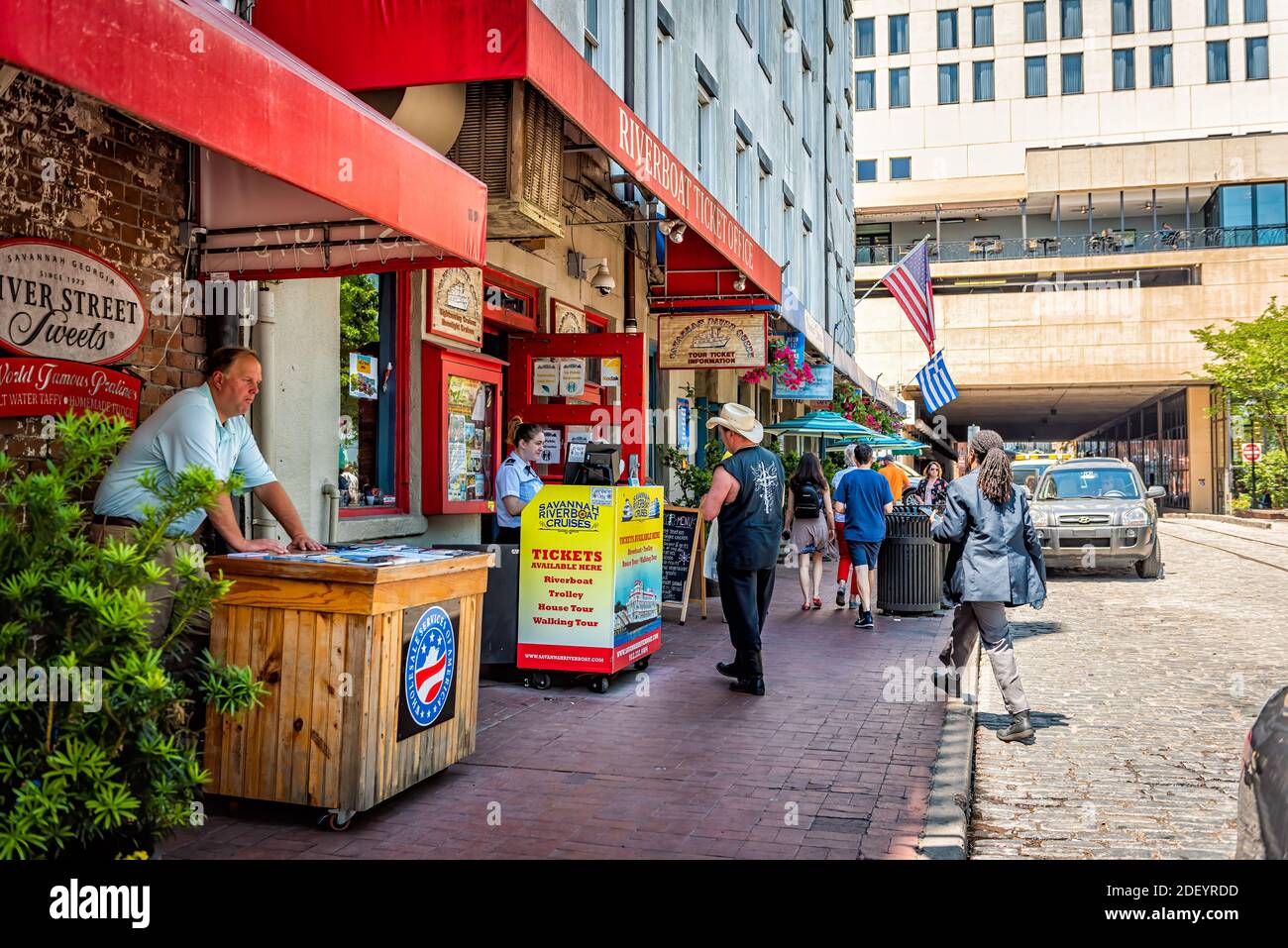 Savannah, USA May 11, 2018 Old town River street in southern