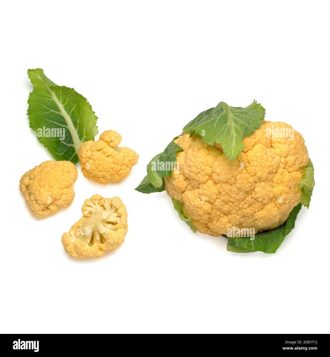 colored cauliflower path isolated on white top view Stock Photo