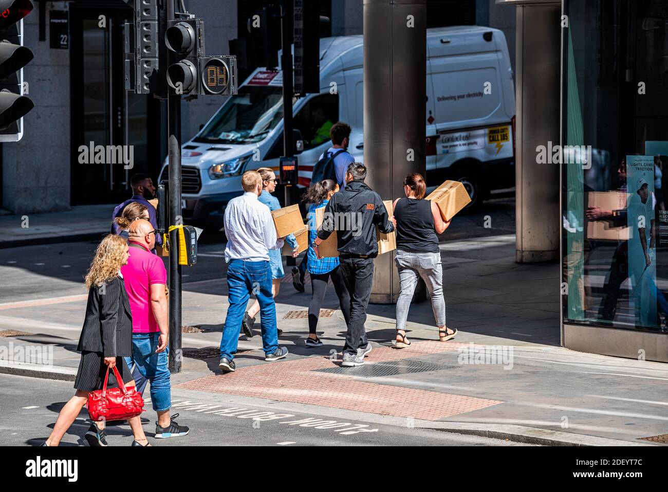 London, UK - June 22, 2018: Group of people pedestrians walking ...