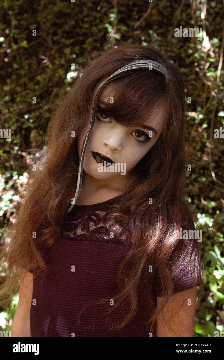 Gothic Girl in the Woods Stock Photo