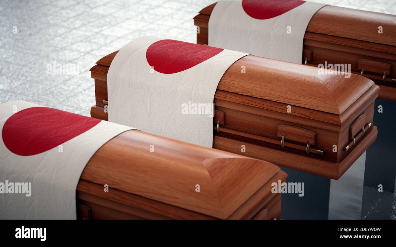 State funeral in Japan. Coffins in the national pavilion Stock Photo