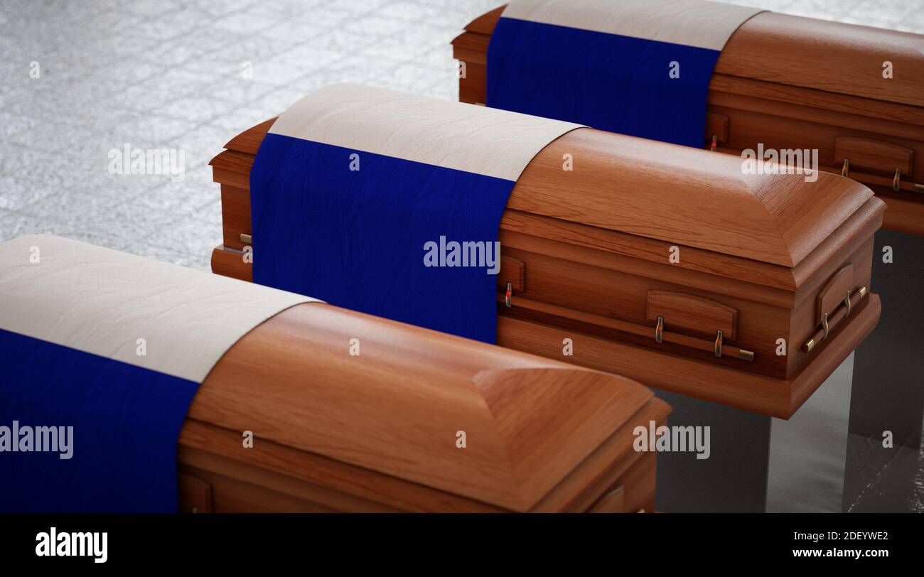State funeral in France. Coffins in the national pavilion Stock Photo