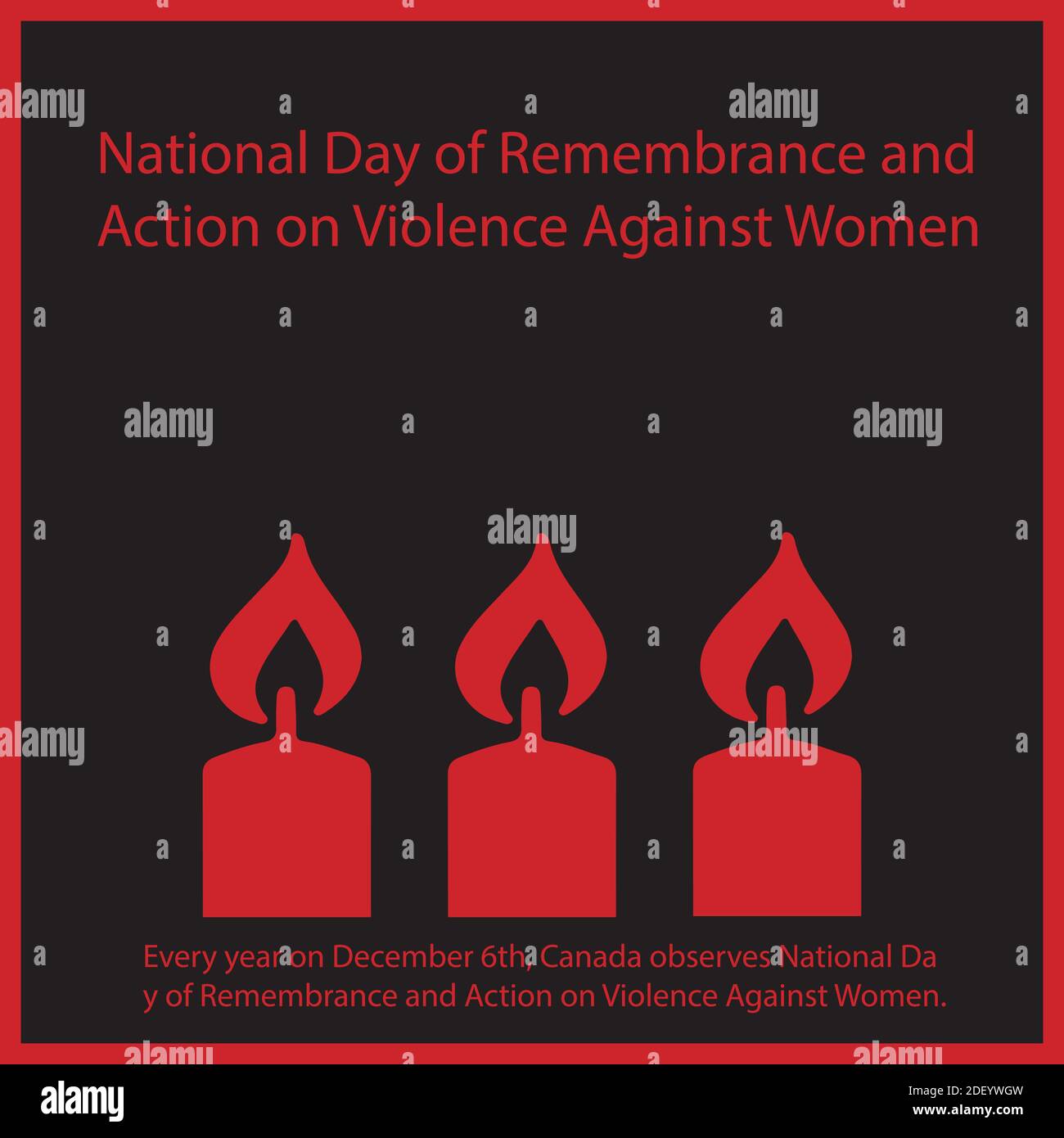 Every year on December 6th, Canada observes National Day of Remembrance and Action on Violence Against Women. Stock Vector