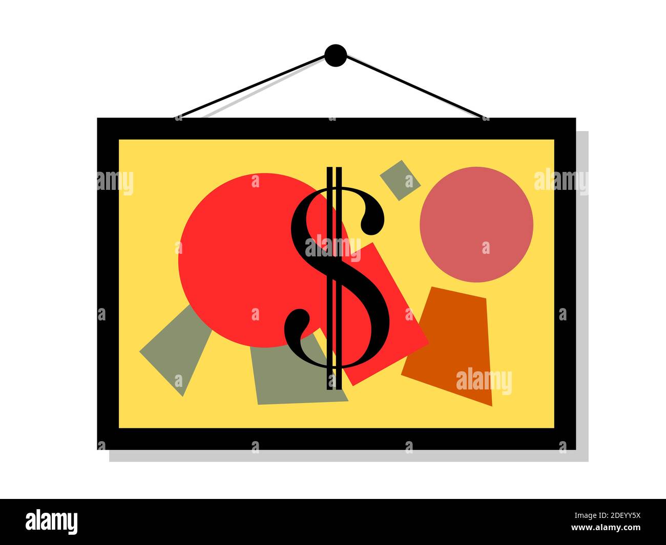 Price and value of art and artwork abstract painting with symbol of