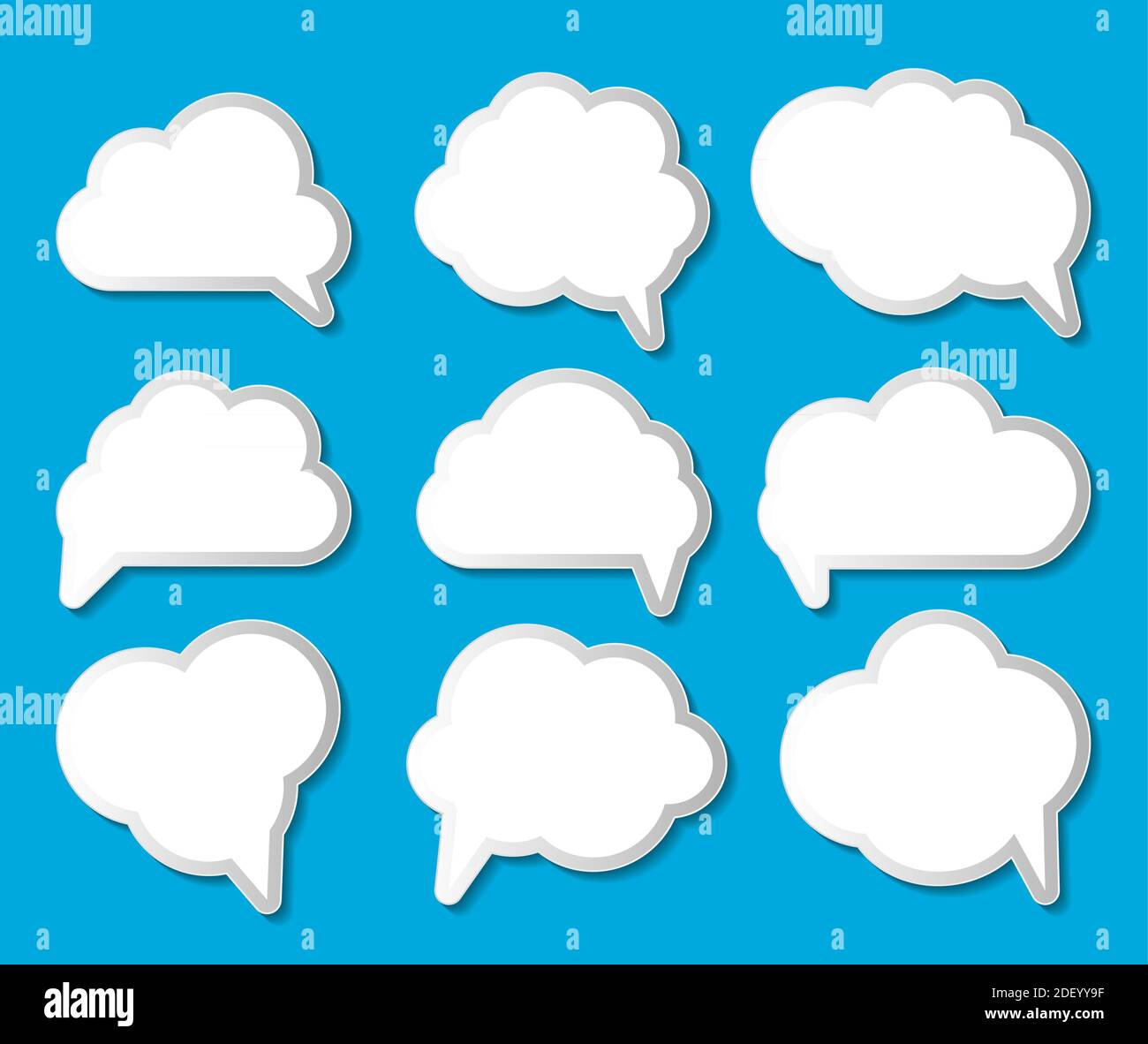 Set of Cloud Shaped Speech Bubbles Illustration Stock Photo - Alamy