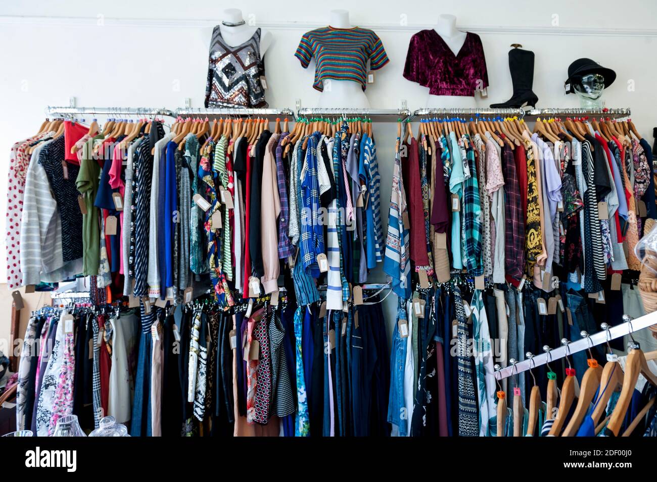 Charity shop called Found in Harrow Greater London with cloths, bric a brac and cafe. Stock Photo