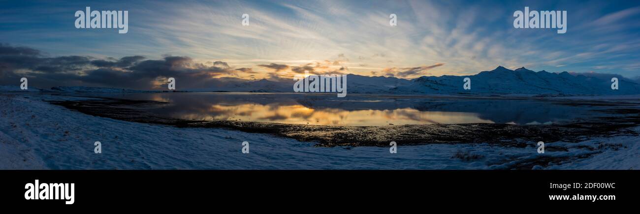 Sunset view from a Fjord on Iceland Stock Photo