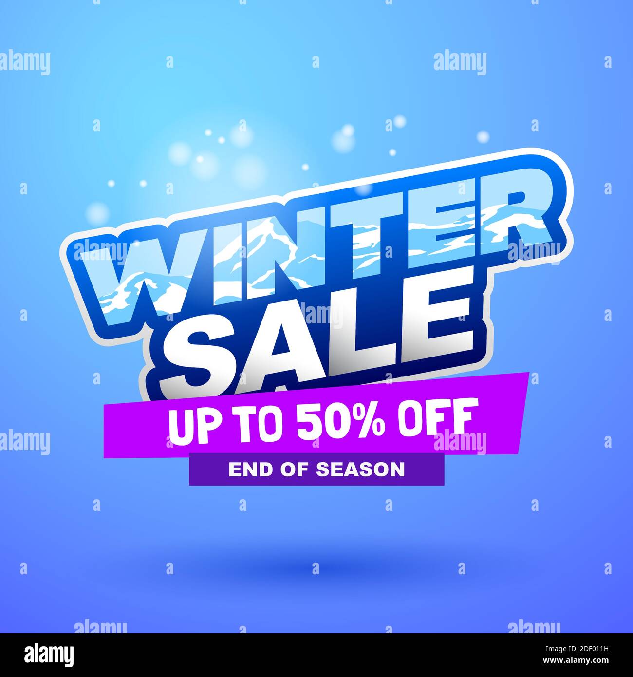 Winter sale special offer banner. Bright creative design. Happy and funny style. Can be use for kids product discount. Stock Vector