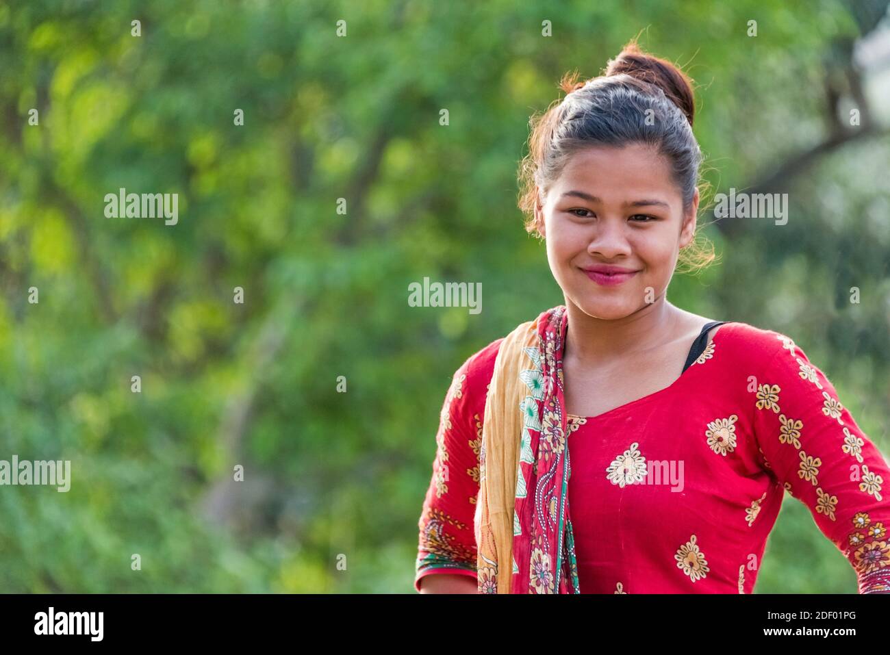 Portrait of a Nepalese girl, Tupche, Nuwakot District, Province 3, Nepal Stock Photo