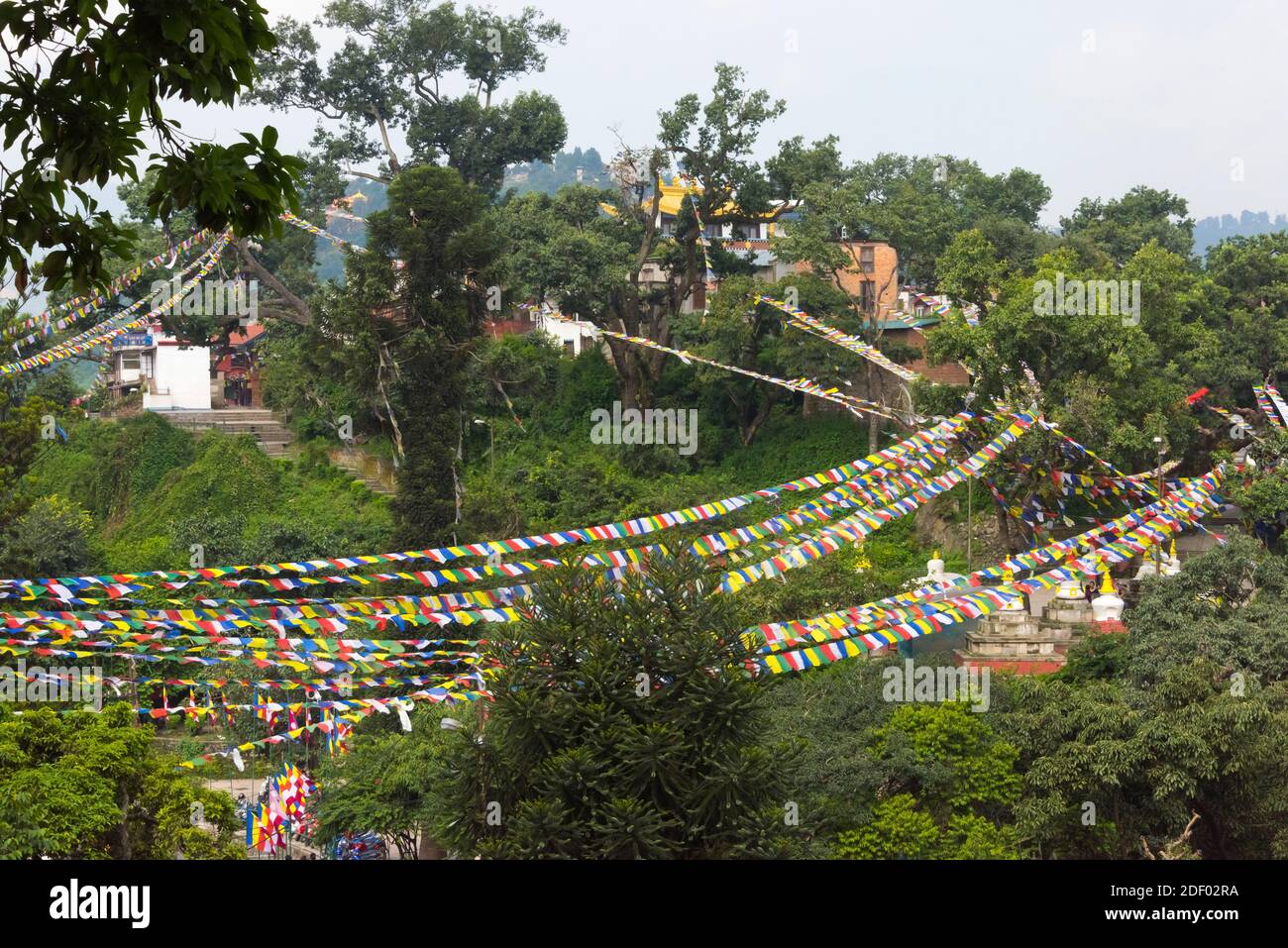 Prayer flags on the hill, Kathmandu, Nepal Stock Photo
