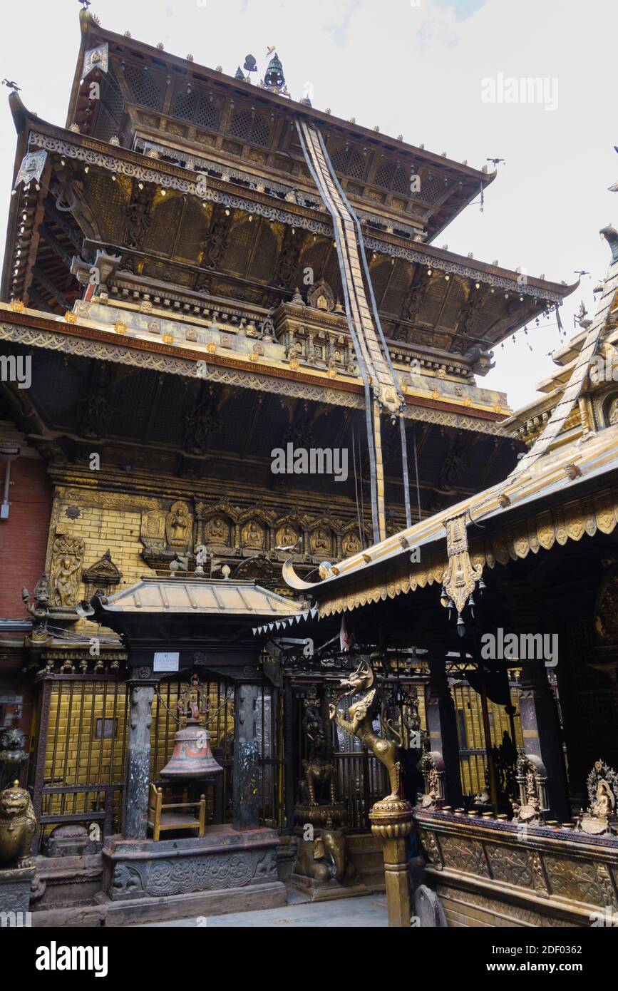 Hiranya Varna Mahavihar (Kwa Bahal), the Golden Temple, Kathmandu, Nepal Stock Photo