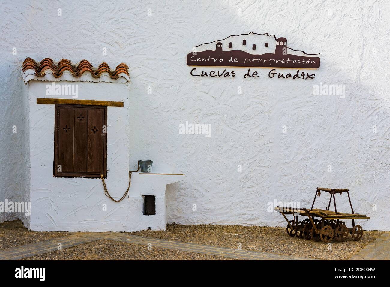 Cave-Museum of traditional culture. Centro de Interpretacion Cuevas de Guadix. This museum will let you take a close look at this type of houses, dug Stock Photo