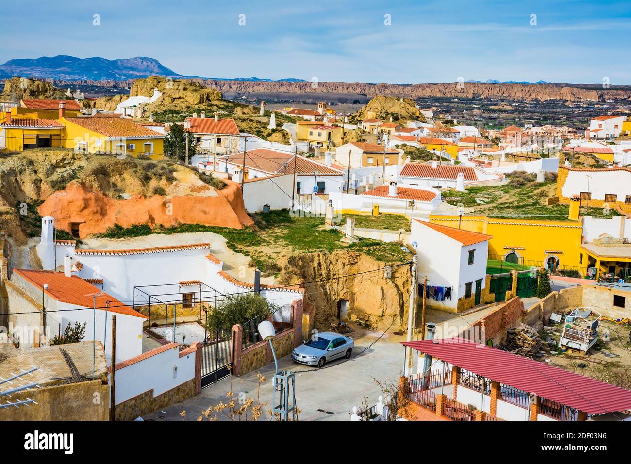 Barrio de las Cuevas - Cave houses district. Guadix, Granada, Andalucía, Spain, Europe Stock Photo