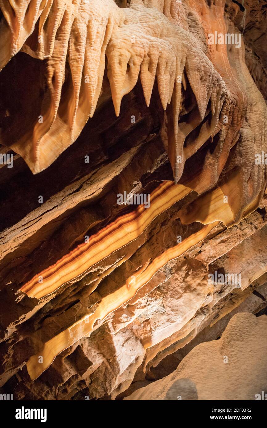 Flowstone cave bacon rock formation in Shenandoah Cavern Stock Photo ...