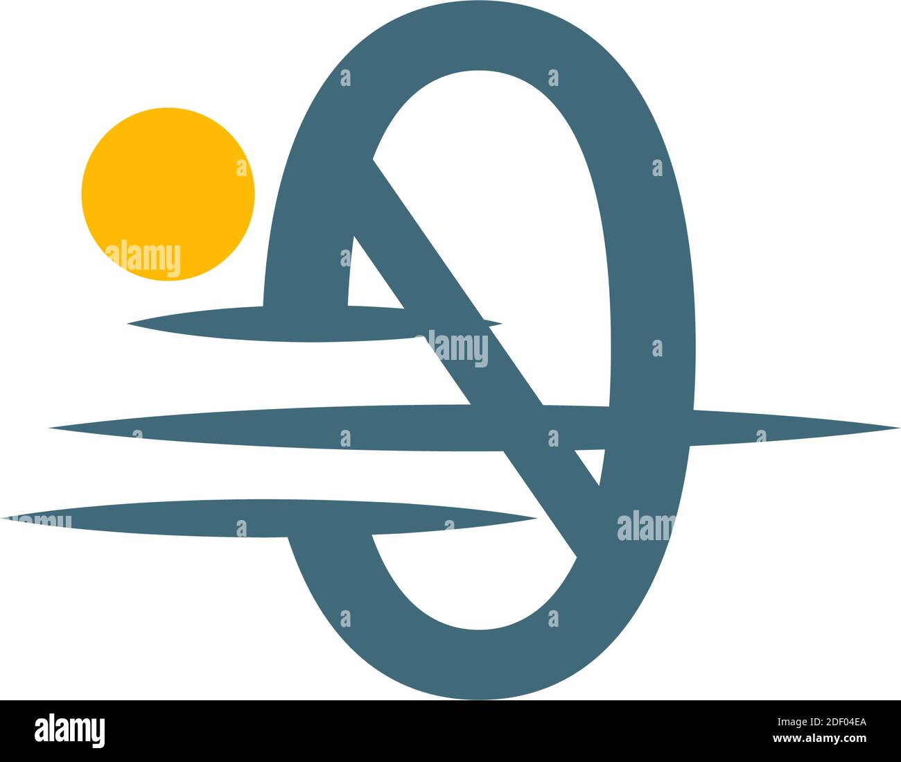 Logo icon number zero with sunset icon design illustration Stock Vector