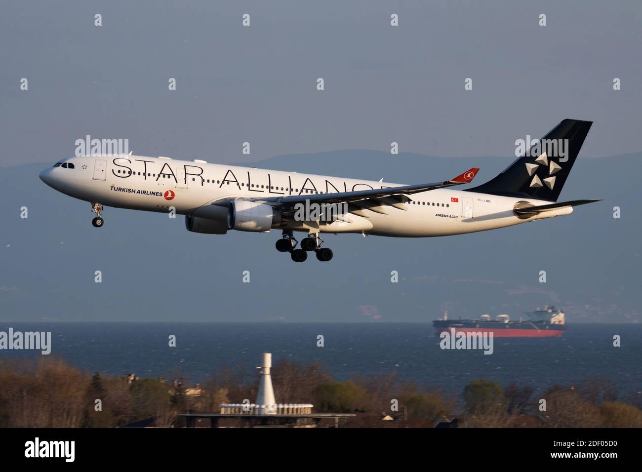 Istanbul / Turkey - March 28, 2019: Star Alliance Turkish Airlines Airbus A330-200 TC-LNB passenger plane landing at Istanbul Ataturk Airport Stock Photo