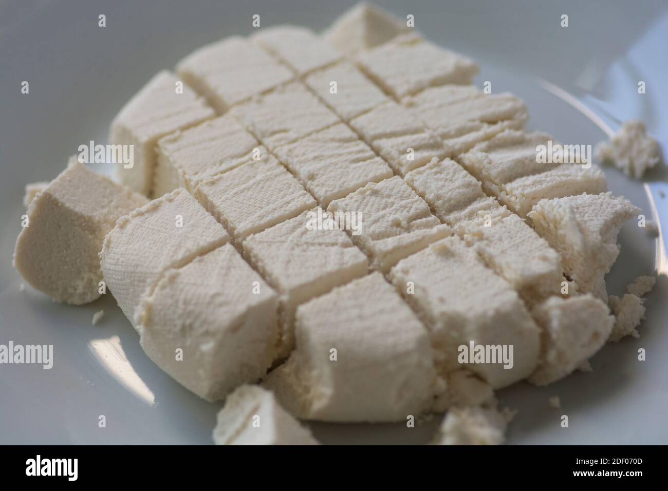 Homemade Paneer, fresh Indian cottage cheese Stock Photo